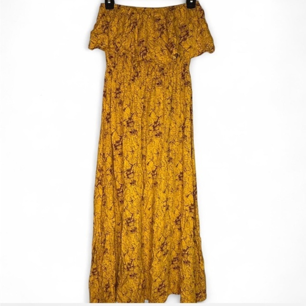 Yidarton Yellow Floral Off-Shoulder Dress